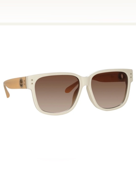 Linda Farrow Perry D Frame Sunglasses White Acetate Oversized MSRP $540 main image 4